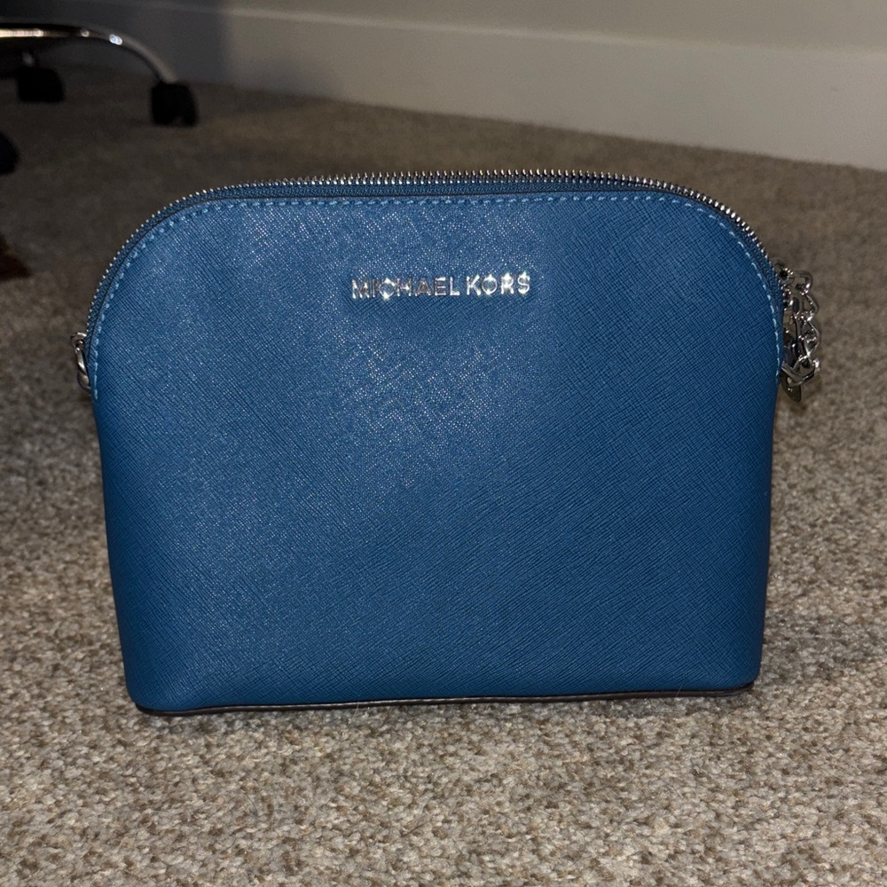 Michael Kors Teal Crossbody with Silver Chain